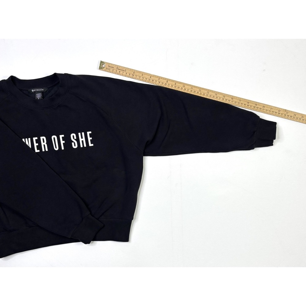 Athleta Sweatshirt Women's Small Power of She Black Crewneck Pullover - Picture 5 of 10